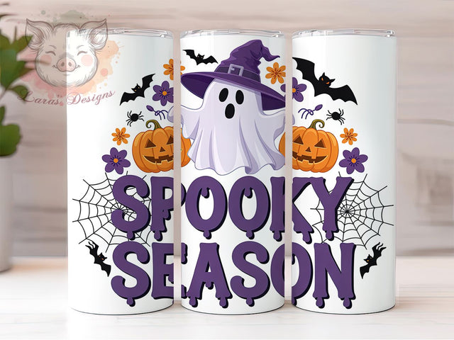 Pumpkin Ghost Spooky Season Tumbler, Halloween Ghost Cup Wrap, 20Oz Sublimation Design, Creepy Cute Coffee Mug, Rustic Autumn Drinkware, Trick Or Treat Gift, Haunted House Tumbler Sublimation Lara' s Designs 