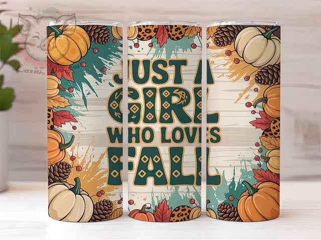 Pumpkin Girl Loves Fall Tumbler, Fall Lover Wrap, 20oz Autumn Sublimation, Pumpkin Girl Tumbler, Cute Fall Cup, Autumn Girl Drinkware, Fall Season Tumbler Sublimation Lara' s Designs 
