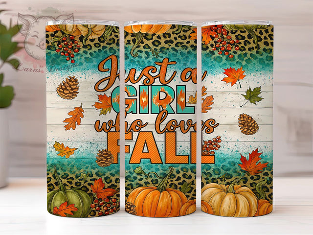 Pumpkin Girl Loves Fall Tumbler, Fall Lover Wrap, 20oz Autumn Sublimation, Pumpkin Girl Tumbler, Cute Fall Cup, Autumn Girl Drinkware, Fall Season Tumbler Sublimation Lara' s Designs 