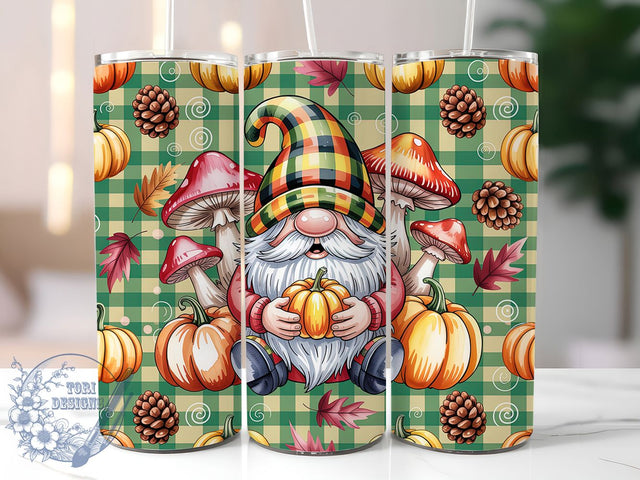 Pumpkin Gnome Fall Tumbler Wrap, Fall Tumbler Png, 20oz Skinny Tumbler, Autumn Gnome Png, Sublimation Design, Tumbler Wrap Download, Pumpkin Gnome Wrap Sublimation ToriDesigns 