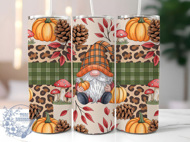 Pumpkin Gnome Fall Tumbler Wrap, Fall Tumbler Png, 20oz Skinny Tumbler, Autumn Gnome Png, Sublimation Design, Tumbler Wrap Download, Pumpkin Gnome Wrap Sublimation ToriDesigns 
