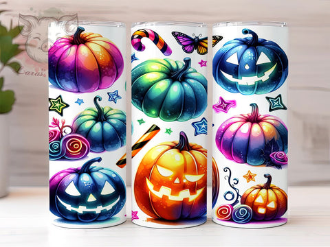 Pumpkin Halloween 20 oz Skinny Tumbler Sublimation Design, Straight & Tapered Tumbler Png, Pumpkin Fall Tumbler Png, Digital Download PNG Sublimation Lara' s Designs 