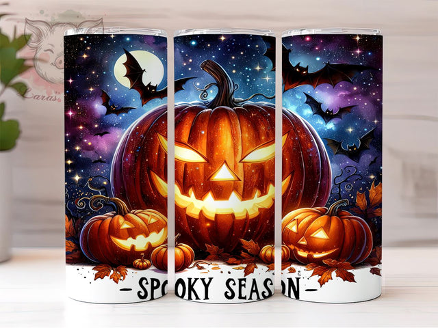 Pumpkin Halloween 20 oz Skinny Tumbler Sublimation Design, Straight & Tapered Tumbler Png, Spooky Season Tumbler Png, Digital Download PNG Sublimation Lara' s Designs 