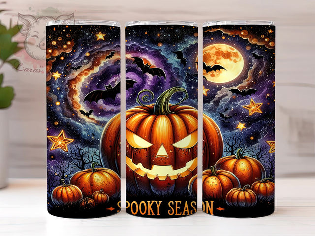 Pumpkin Halloween 20 oz Skinny Tumbler Sublimation Design, Straight & Tapered Tumbler Png, Spooky Season Tumbler Png, Digital Download PNG Sublimation Lara' s Designs 