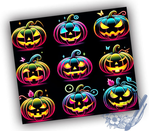 Pumpkin Halloween 20oz Skinny Tumbler PNG, Pumpkins Fall Tumbler Sublimation Wrap, Straight & Tapered Tumbler Wrap, Instant Digital Download Sublimation ToriDesigns 