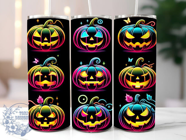Pumpkin Halloween 20oz Skinny Tumbler PNG, Pumpkins Fall Tumbler Sublimation Wrap, Straight & Tapered Tumbler Wrap, Instant Digital Download Sublimation ToriDesigns 