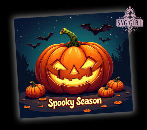 Pumpkin Halloween 20oz Tumbler Wrap Sublimation Design, Straight Tapered Tumbler Wrap, Spooky Season Tumbler Png, Instant Digital Download Sublimation SvggirlplusArt 