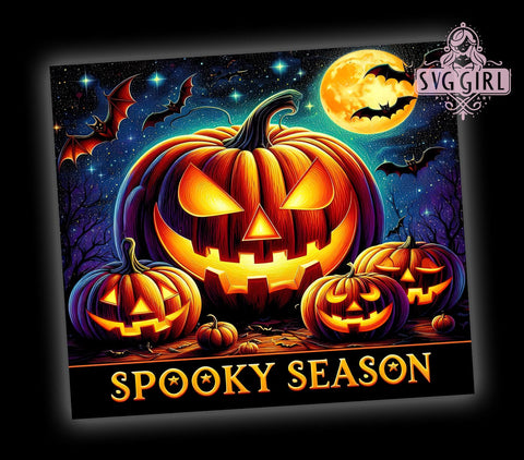 Pumpkin Halloween 20oz Tumbler Wrap Sublimation Design, Straight Tapered Tumbler Wrap, Spooky Season Tumbler Png, Instant Digital Download Sublimation SvggirlplusArt 