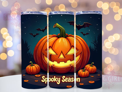 Pumpkin Halloween 20oz Tumbler Wrap Sublimation Design, Straight Tapered Tumbler Wrap, Spooky Season Tumbler Png, Instant Digital Download Sublimation SvggirlplusArt 