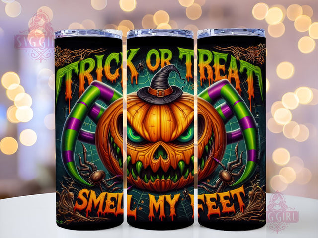 Pumpkin Halloween 20oz Tumbler Wrap Sublimation Design, Straight Tapered Tumbler Wrap, Trick or Treat Smell My Feet Tumbler Png, Instant Digital Download Sublimation SvggirlplusArt 