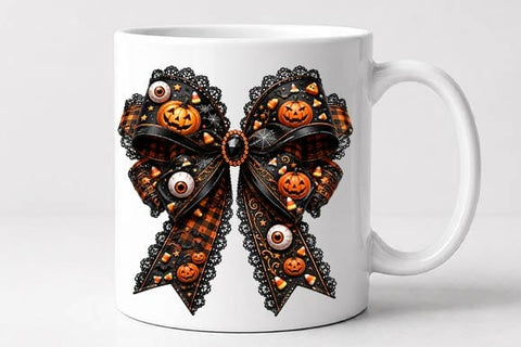 Pumpkin Halloween Bow PNG, Spooky Jack O Lantern Sublimation Design SVG BillahCrafts 