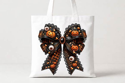 Pumpkin Halloween Bow PNG, Spooky Jack O Lantern Sublimation Design SVG BillahCrafts 