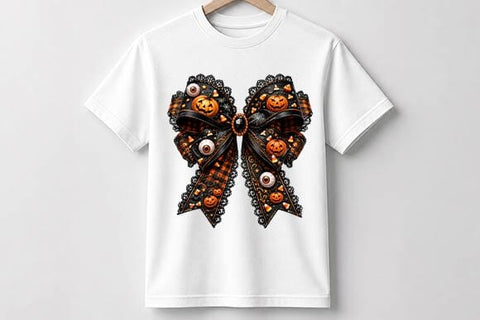 Pumpkin Halloween Bow PNG, Spooky Jack O Lantern Sublimation Design SVG BillahCrafts 
