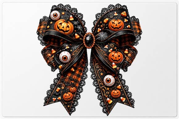 Pumpkin Halloween Bow PNG, Spooky Jack O Lantern Sublimation Design SVG BillahCrafts 