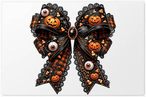 Pumpkin Halloween Bow PNG, Spooky Jack O Lantern Sublimation Design SVG BillahCrafts 
