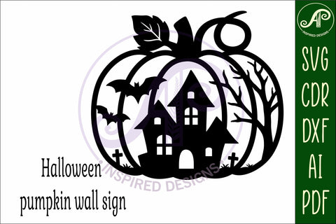 Pumpkin Halloween haunted house wall sign svg laser cut file SVG APInspireddesigns 