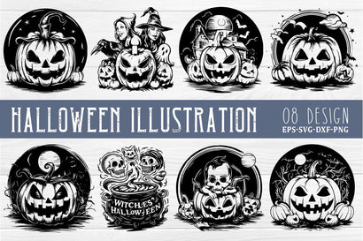 Pumpkin Halloween Illustration SVG PNG, Halloween Ornament Bundle SVG FiveStarCrafting 