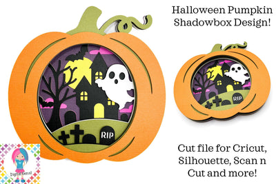 Pumpkin Halloween Shadow Box SVG | Layered 3D Papercraft | DIY Spooky Décor SVG Digital Gems 