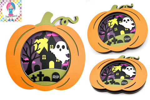 Pumpkin Halloween Shadow Box SVG | Layered 3D Papercraft | DIY Spooky Décor SVG Digital Gems 