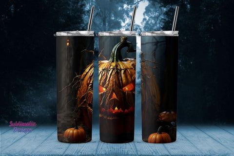 Pumpkin Halloween Tumbler Wrap | 20 oz Skinny Tumbler Wrap Sublimation Design Sublimation Sublimatiz Designs 
