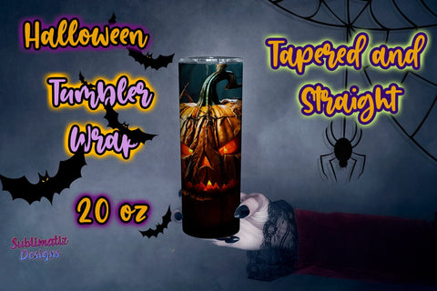 Pumpkin Halloween Tumbler Wrap | 20 oz Skinny Tumbler Wrap Sublimation Design Sublimation Sublimatiz Designs 