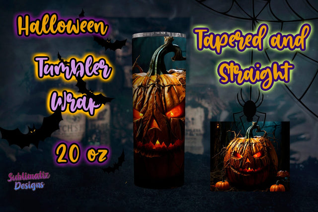 Pumpkin Halloween Tumbler Wrap | 20 oz Skinny Tumbler Wrap Sublimation Design Sublimation Sublimatiz Designs 