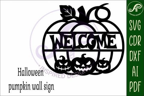 Pumpkin halloween welcome wall sign svg laser cut file SVG APInspireddesigns 