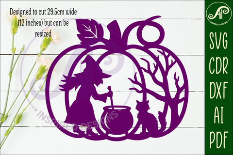 Pumpkin Halloween witch wall sign svg laser cut file SVG APInspireddesigns 
