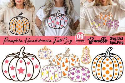 Pumpkin Hand-drawn Fall SVG sublimation Bundle SVG Angelina750 