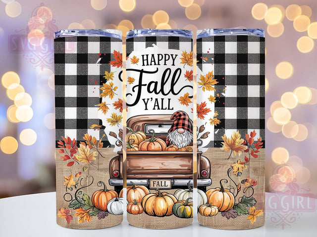 Pumpkin Happy Fall Gnome Tumbler, Y'All Gnome Wrap, Autumn Fall Gnome Cup, 20Oz Fall Drinkware, Gnome Sublimation Design, Pumpkin Autumn Gift, Fall Y'All Drinkware Sublimation SvggirlplusArt 