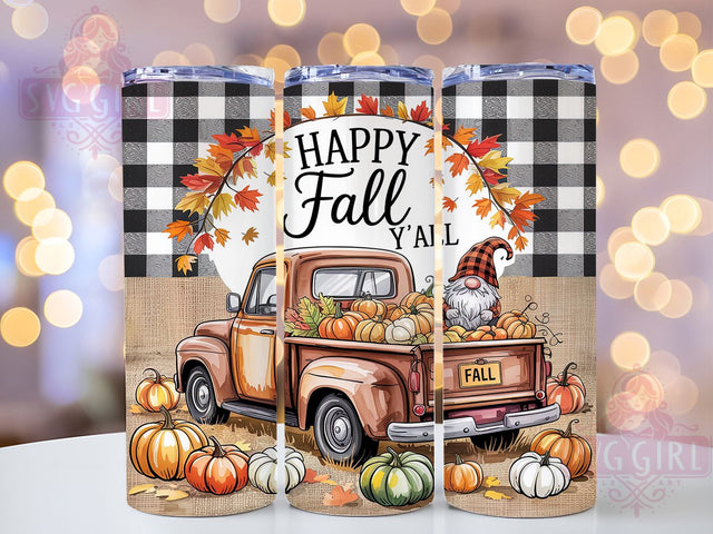Pumpkin Happy Fall Gnome Tumbler, Y'All Gnome Wrap, Autumn Fall Gnome Cup, 20Oz Fall Drinkware, Gnome Sublimation Design, Pumpkin Autumn Gift, Fall Y'All Drinkware Sublimation SvggirlplusArt 
