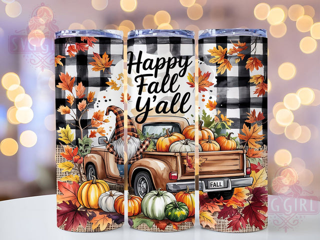 Pumpkin Happy Fall Gnome Tumbler, Y'All Gnome Wrap, Autumn Fall Gnome Cup, 20Oz Fall Drinkware, Gnome Sublimation Design, Pumpkin Autumn Gift, Fall Y'All Drinkware Sublimation SvggirlplusArt 