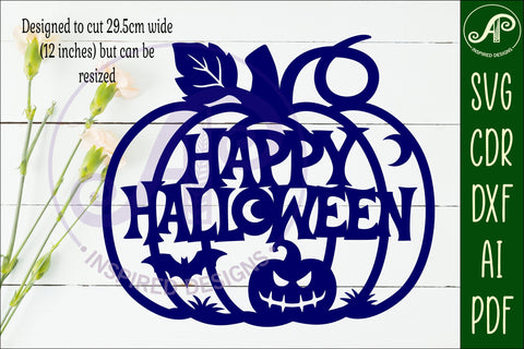 Pumpkin Happy Halloween wall sign svg laser cut file SVG APInspireddesigns 