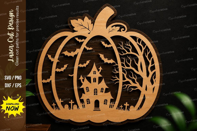 Pumpkin Haunted House SVG Laser Cut Decor SVG Regulrcrative 