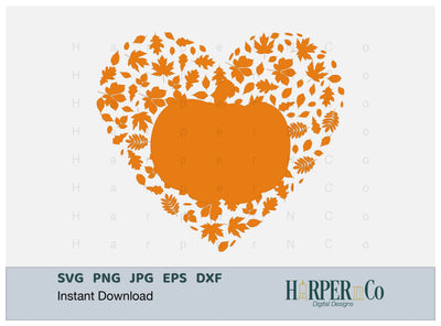Pumpkin Heart SVG PNG Cut EPS File SVG HarperNCo 