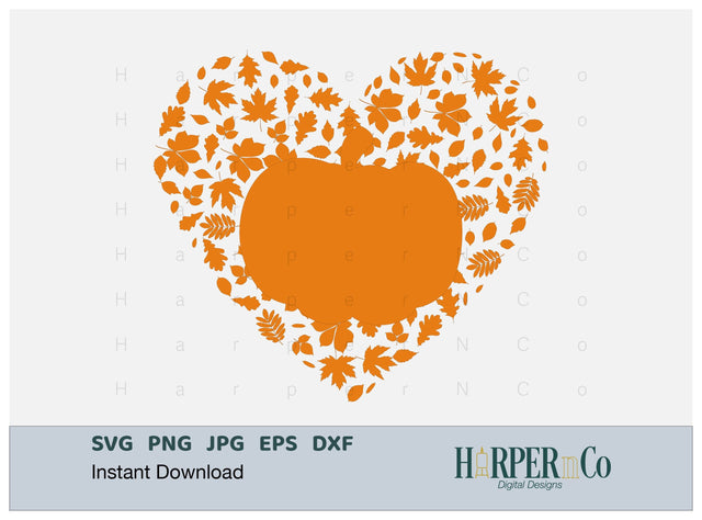 Pumpkin Heart SVG PNG Cut EPS File SVG HarperNCo 