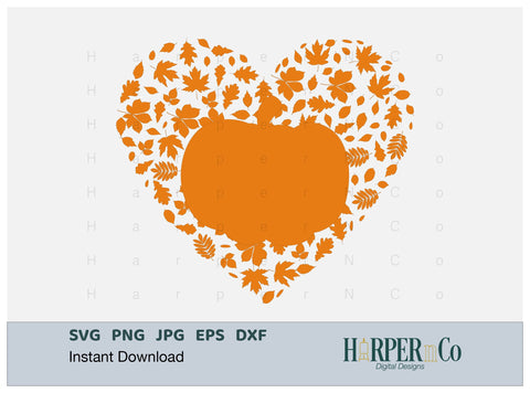 Pumpkin Heart SVG PNG Cut EPS File SVG HarperNCo 
