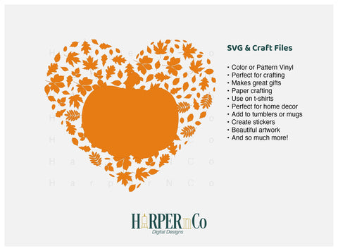 Pumpkin Heart SVG PNG Cut EPS File SVG HarperNCo 