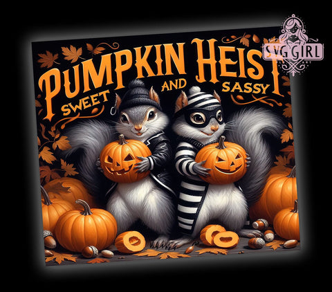Pumpkin Heist Tumbler, Halloween Tumbler Wrap, 20 oz Sublimation Design, Spooky Pumpkin Decor, PNG File for Tumbler, Funny Halloween Mug, Pumpkin Patch Design, Autumn Tumbler Decor Sublimation SvggirlplusArt 