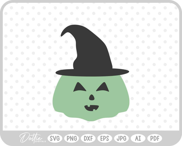 Pumpkin Jack o Lantern Witch Hat SVG DottieDigitals 