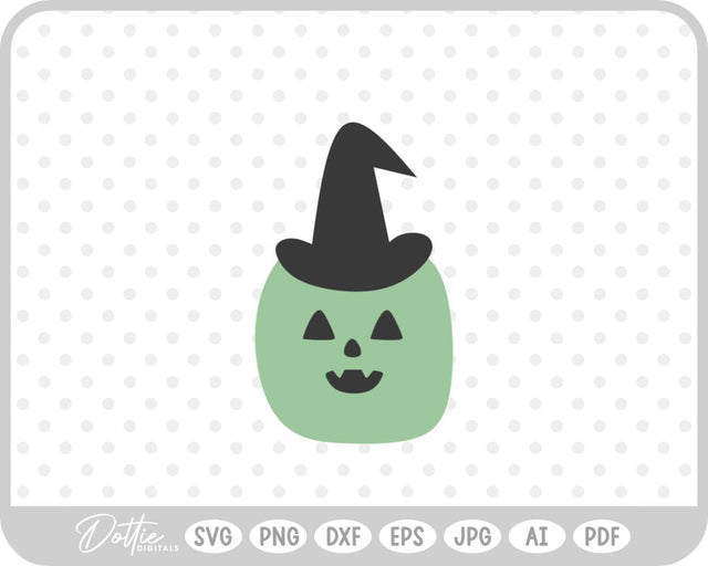 Pumpkin Jack o Lantern Witch Hat SVG DottieDigitals 