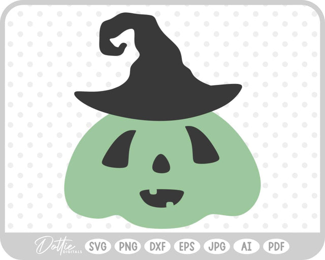 Pumpkin Jack o Lantern Witch Hat SVG DottieDigitals 