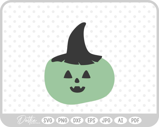 Pumpkin Jack o Lantern Witch Hat SVG DottieDigitals 