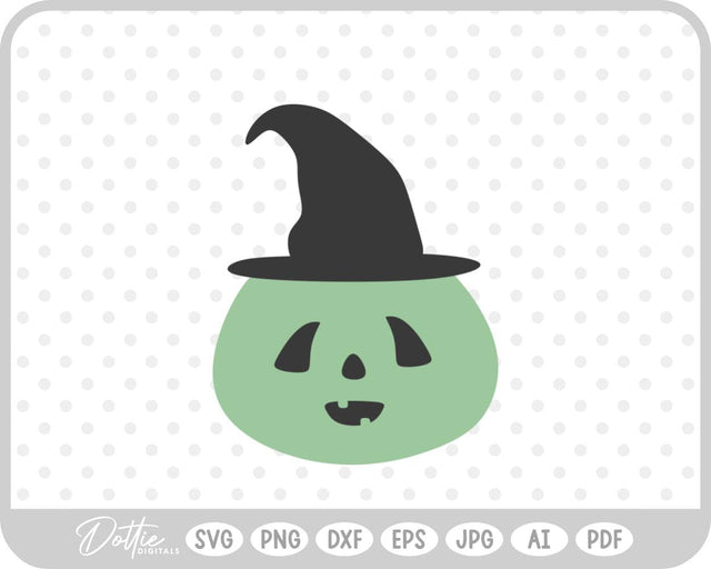 Pumpkin Jack o Lantern Witch Hat SVG DottieDigitals 