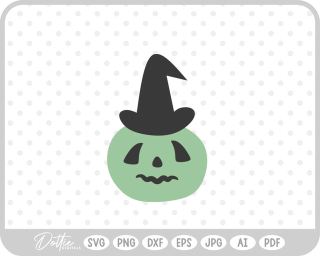 Pumpkin Jack o Lantern Witch Hat SVG DottieDigitals 