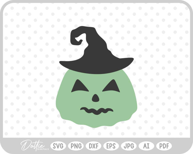 Pumpkin Jack o Lantern Witch Hat SVG DottieDigitals 