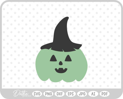 Pumpkin Jack o Lantern Witch Hat SVG DottieDigitals 