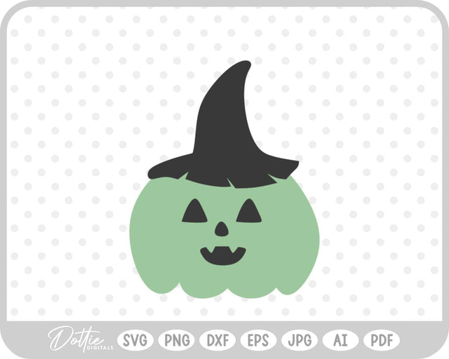 Pumpkin Jack o Lantern Witch Hat SVG DottieDigitals 