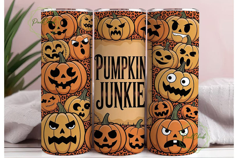 Pumpkin Junkie 20oz Tumbler Wrap Sublimation PixelChick 