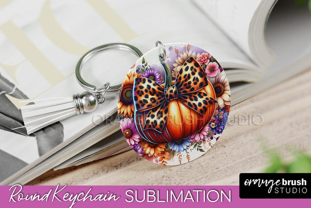 Pumpkin Keychain - Fall Coquette Keychain Sublimation PNG Sublimation OrangeBrushStudio 